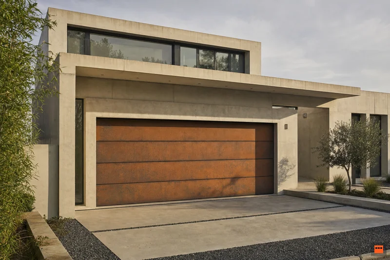 Porte de garage à l’aspect acier corten